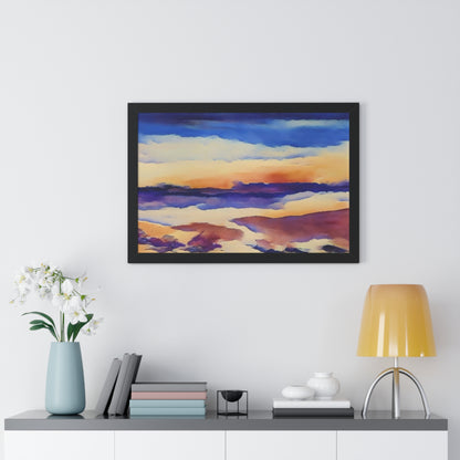 Scintillating Watercolor Sunset Sky Beach Vibes Wall Art | Living room, Bedroom, Interiors - Framed Poster