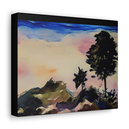 Mountain Scene Watercolor Painted Gallery Wrap - Canvas Art Print