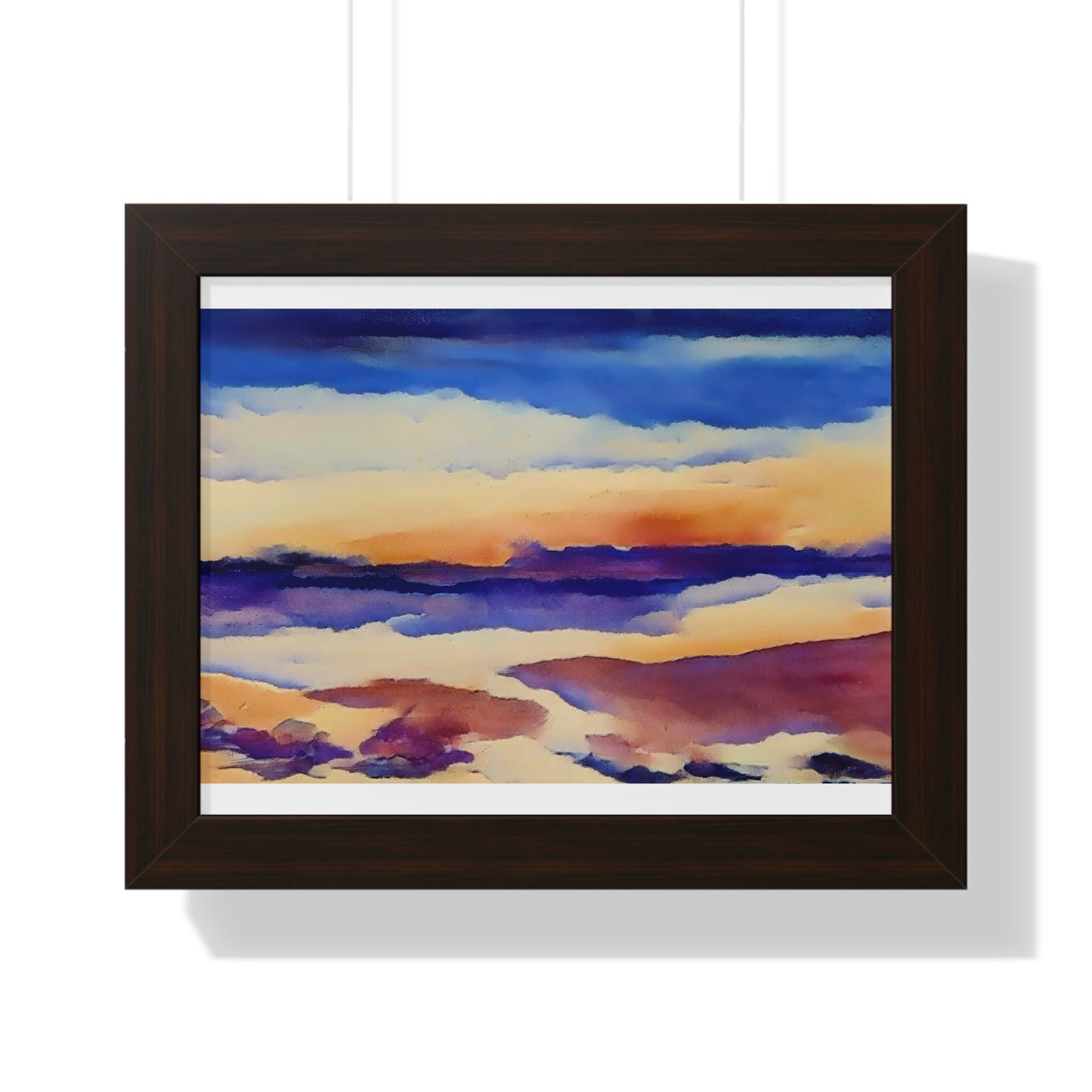 Scintillating Watercolor Sunset Sky Beach Vibes Wall Art | Living room, Bedroom, Interiors - Framed Poster