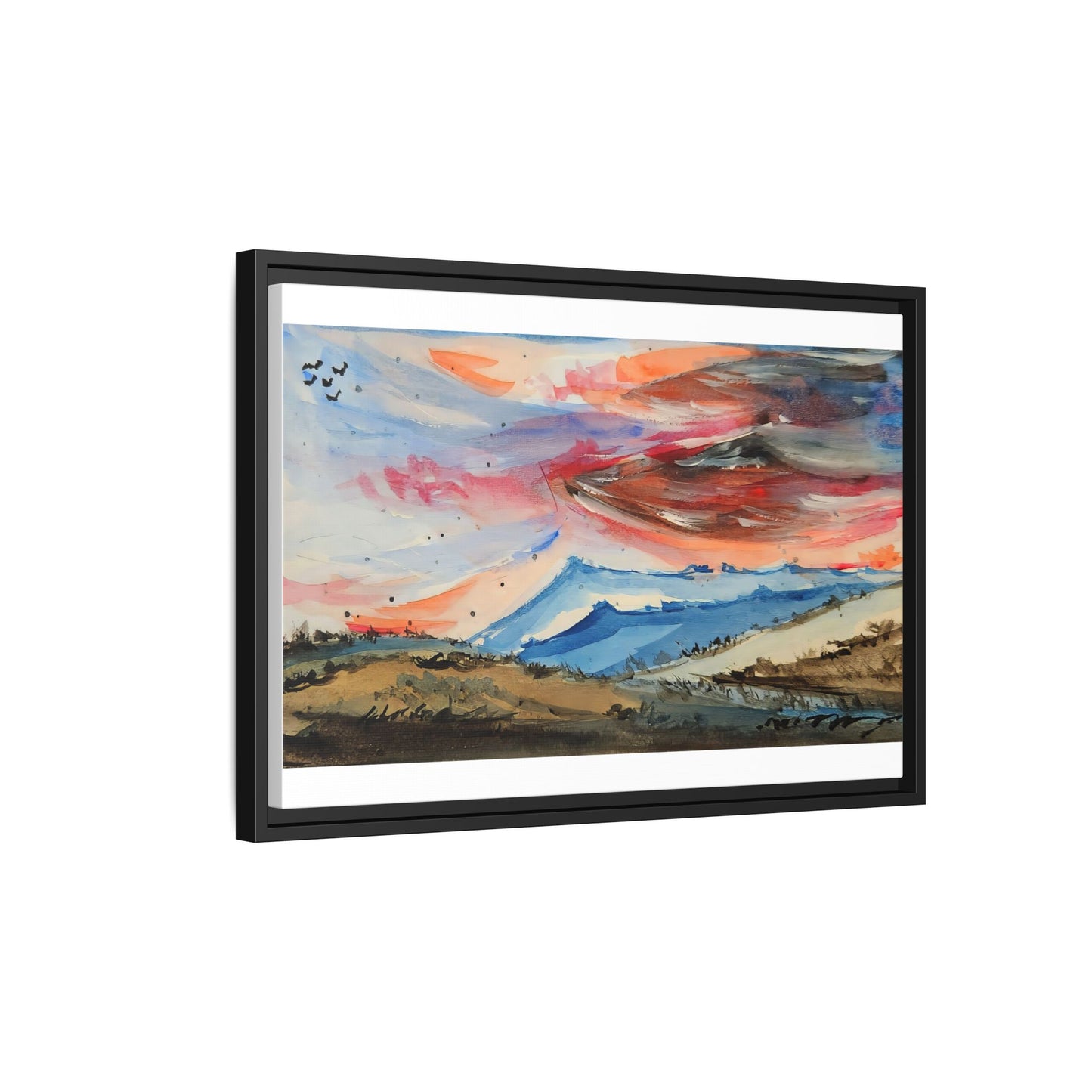 Epic Sky Mountain Scene Watercolor Painting  | Wall art print- Canvas Print