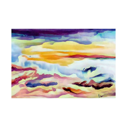 Scenic sky scene watercolor painting on a matte horizontal poster