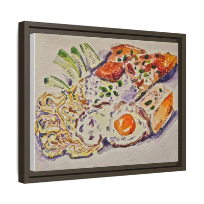 Beautiful food painting  of mixed platter of eggs vegetables and assortments - Matte Canvas, Framed (Multi-color)