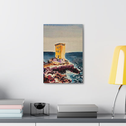 Mystical Seaside Tower - Watercolor Canvas Wall Art (Sea Blue Collection) Canvas Gallery Wraps