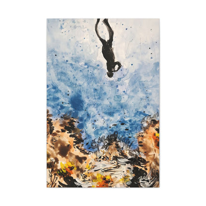 Canvas Print Sea Diver Watercolor Art