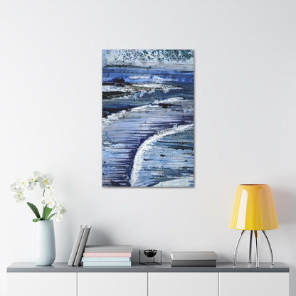 Serene Sea Waves Acrylic Painting Print - Canvas Gallery Wraps