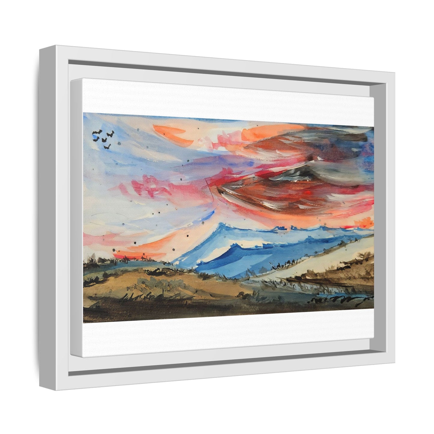 Epic Sky Mountain Scene Watercolor Painting  | Wall art print- Canvas Print