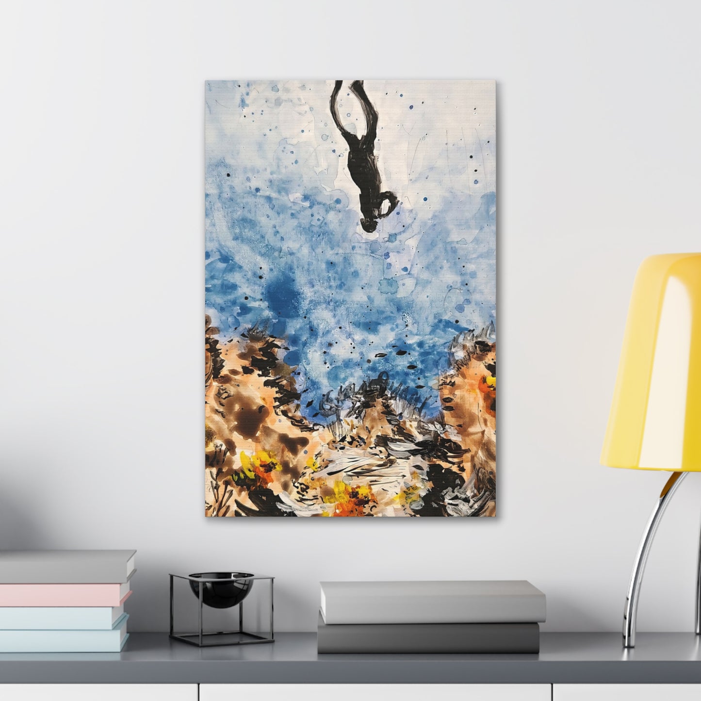 Canvas Print Sea Diver Watercolor Art