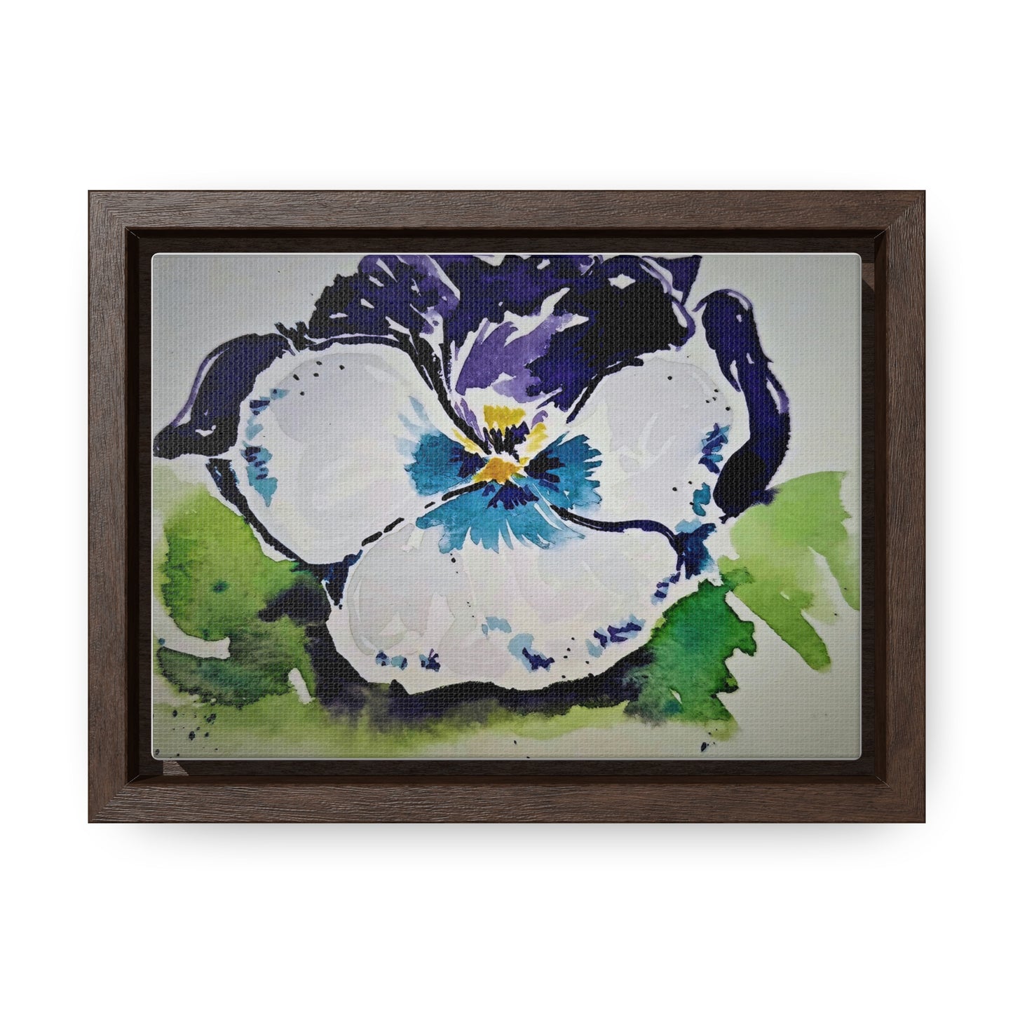 Purple white pansy watercolor stunning print - Gallery Canvas Wraps, Horizontal Frame