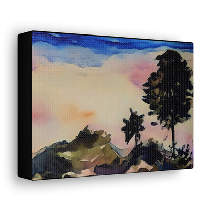 Mountain Scene Watercolor Painted Gallery Wrap - Canvas Art Print