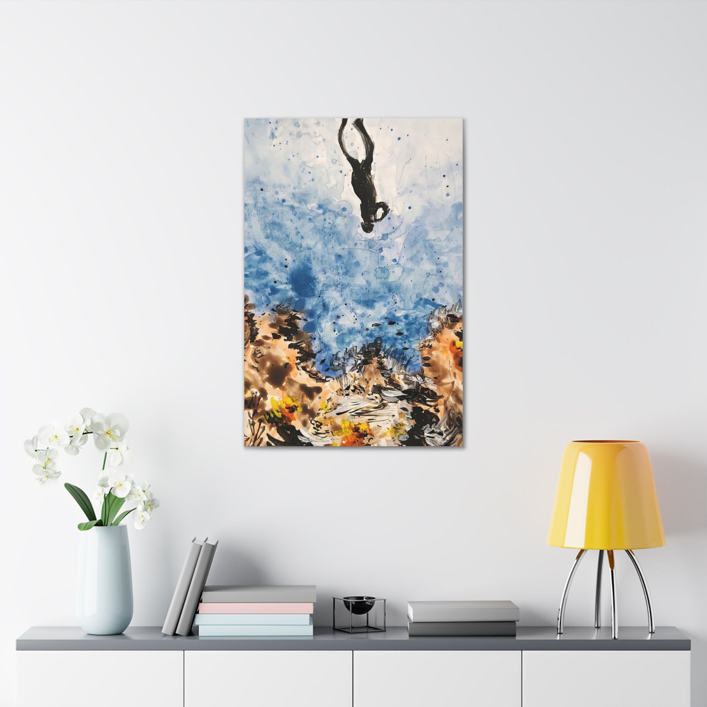 Canvas Print Sea Diver Watercolor Art