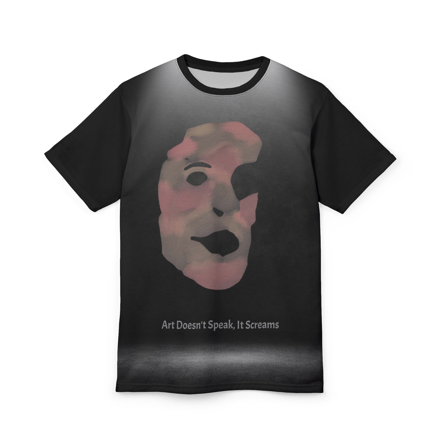 Face Design Tee - Black Beige Pink Unisex Cut & Sew Tee with Art Print