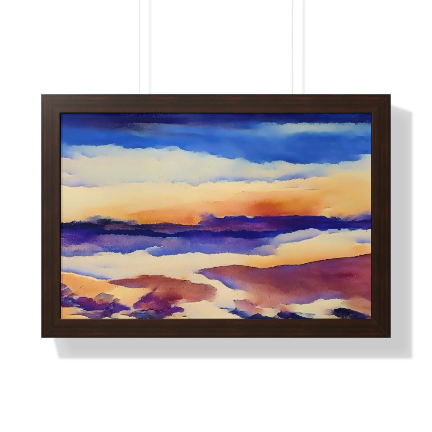 Scintillating Watercolor Sunset Sky Beach Vibes Wall Art | Living room, Bedroom, Interiors - Framed Poster