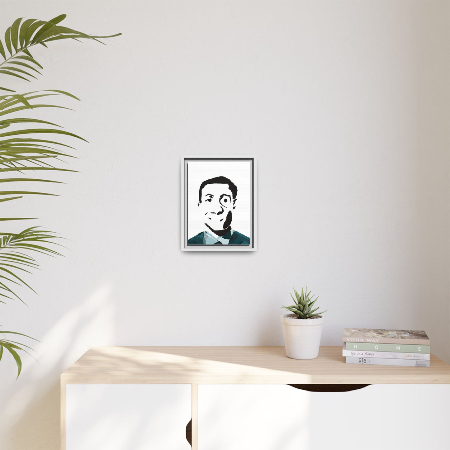 Smiling Man Illustration Home Decor - Framed Canvas Print