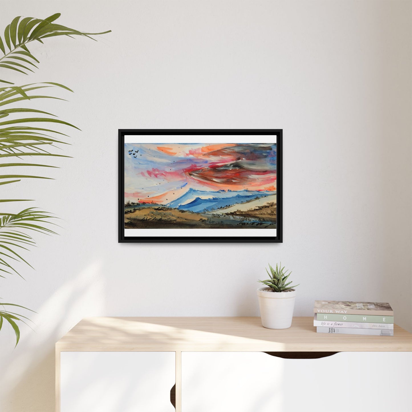 Epic Sky Mountain Scene Watercolor Painting  | Wall art print- Canvas Print