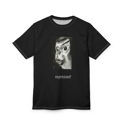 Tee Expressive Facial Gestures Charcoal Sketch Art Print