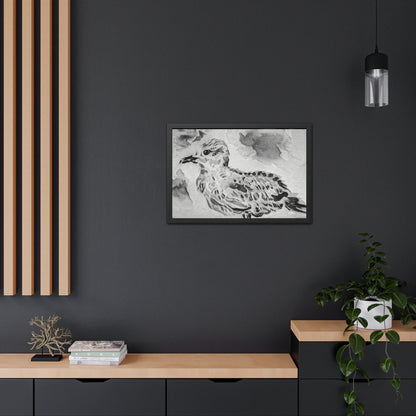 Stunning sea gull painted with watercolors in black and white - Framed