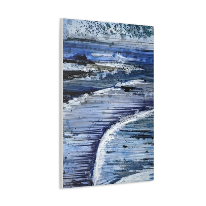 Serene Sea Waves Acrylic Painting Print - Canvas Gallery Wraps