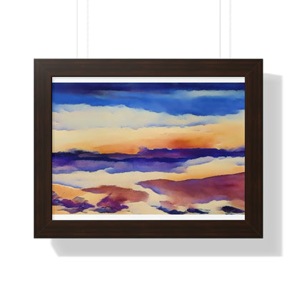 Scintillating Watercolor Sunset Sky Beach Vibes Wall Art | Living room, Bedroom, Interiors - Framed Poster