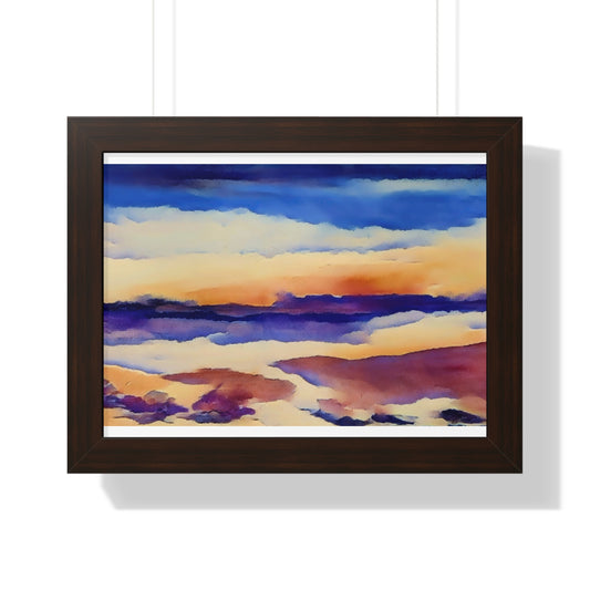 Scintillating Watercolor Sunset Sky Beach Vibes Wall Art | Living room, Bedroom, Interiors - Framed Poster