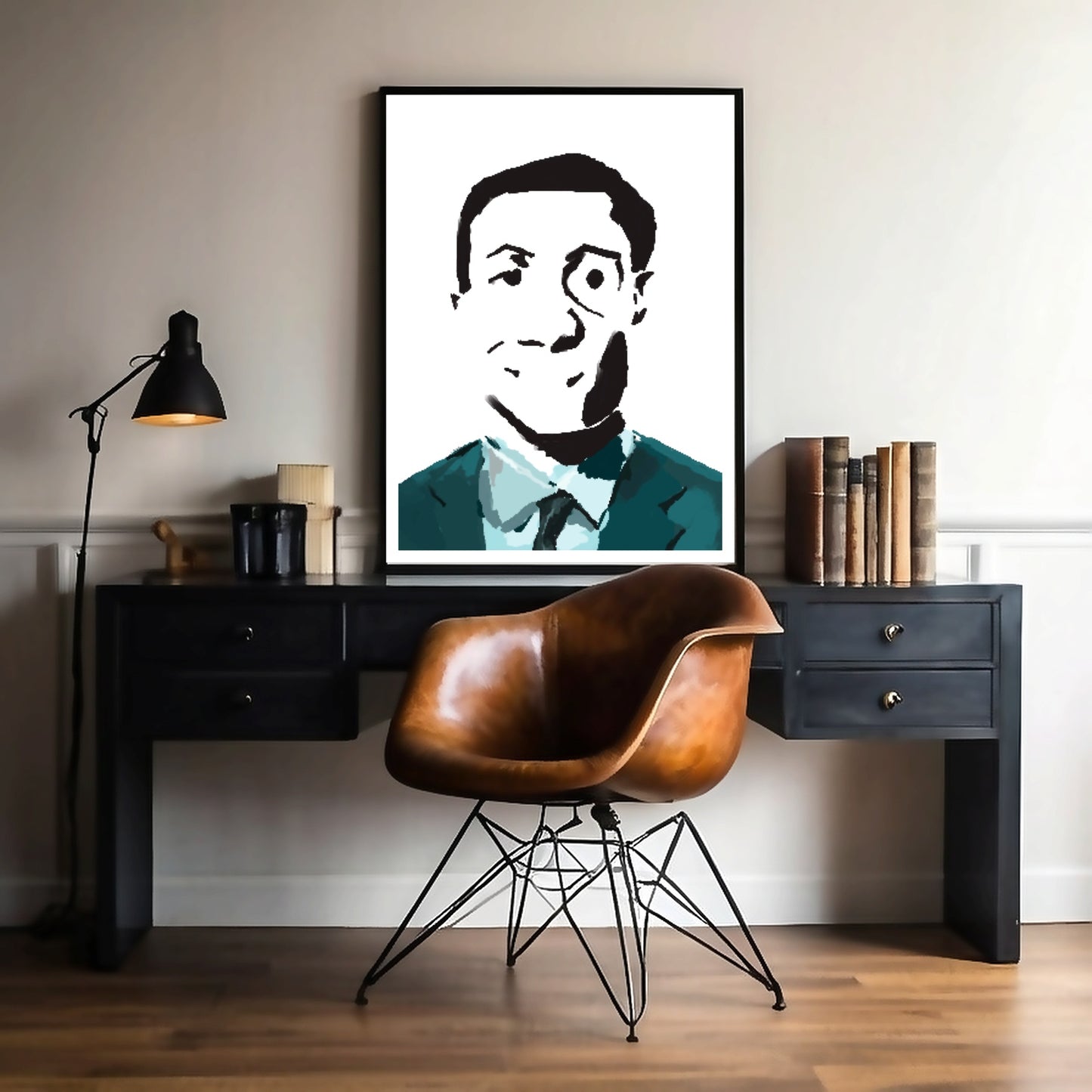 Smiling Man Illustration Home Decor - Framed Canvas Print