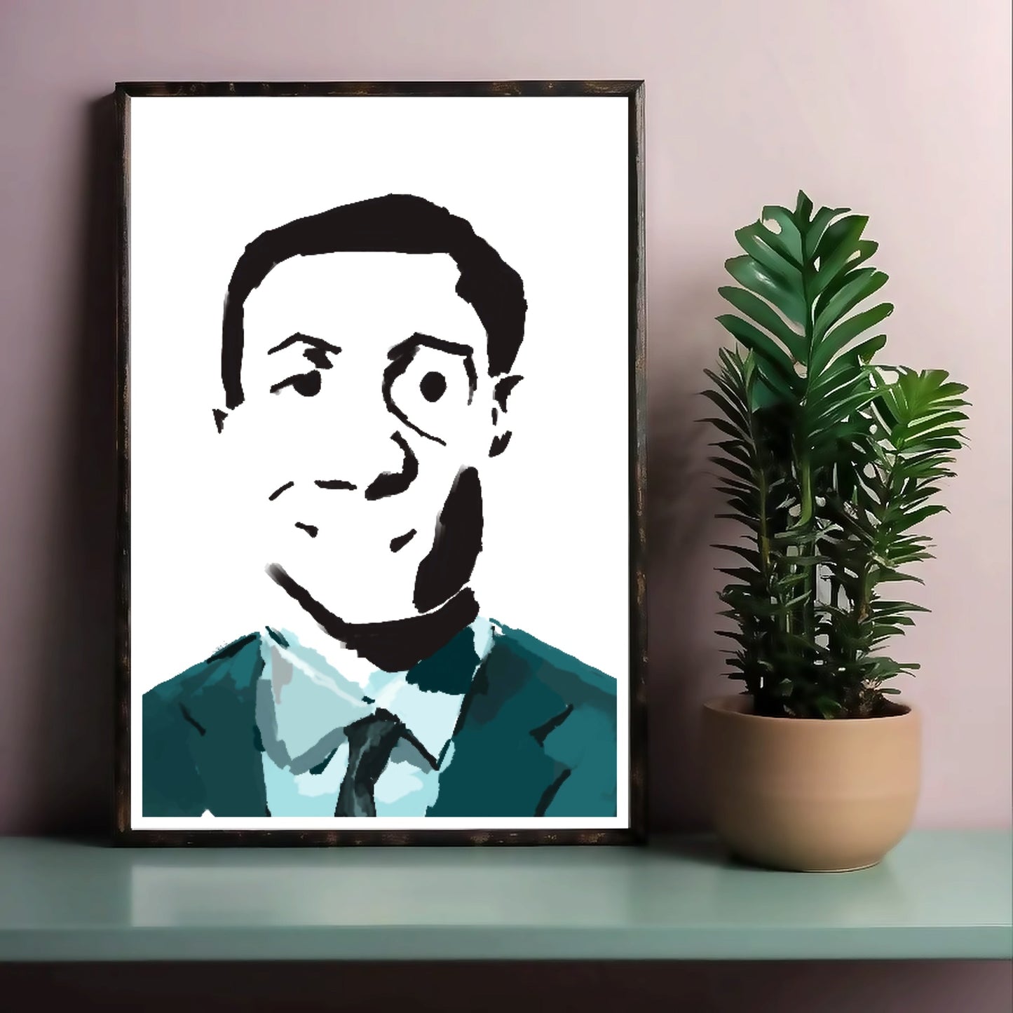 Smiling Man Illustration Home Decor - Framed Canvas Print