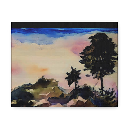 Mountain Scene Watercolor Painted Gallery Wrap - Canvas Art Print