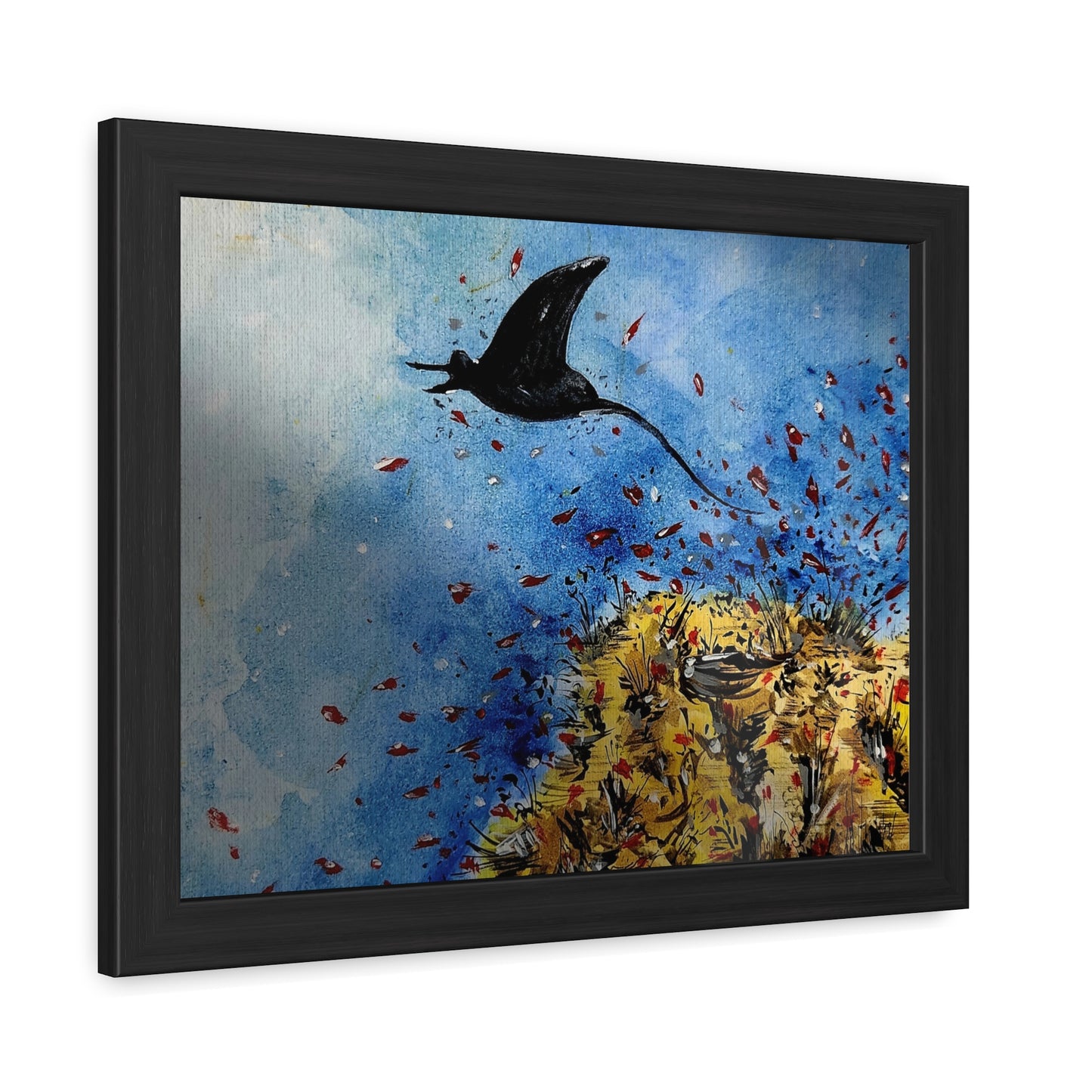 Stingray Underwater Watercolor Framed Poster