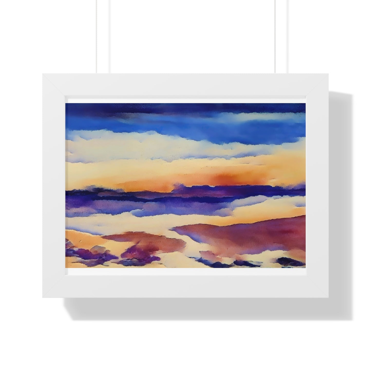 Scintillating Watercolor Sunset Sky Beach Vibes Wall Art | Living room, Bedroom, Interiors - Framed Poster