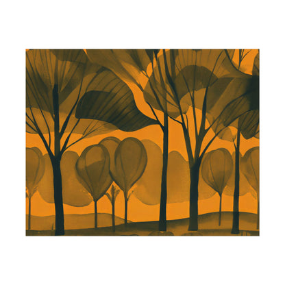 Orange Hue Trees Illustration in Tranquil Watercolor Matte - Textured Watercolor Matte Posters