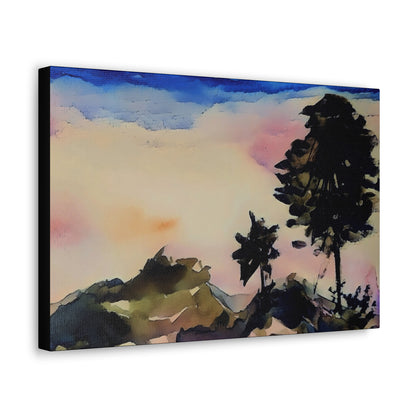 Mountain Scene Watercolor Painted Gallery Wrap - Canvas Art Print