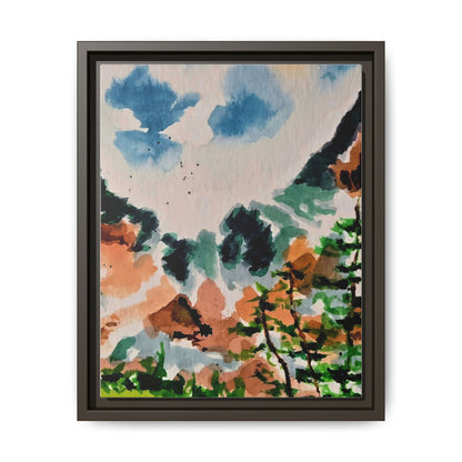 Serene Mountain Range Watercolor - Matte Canvas, Framed (Multi-color)