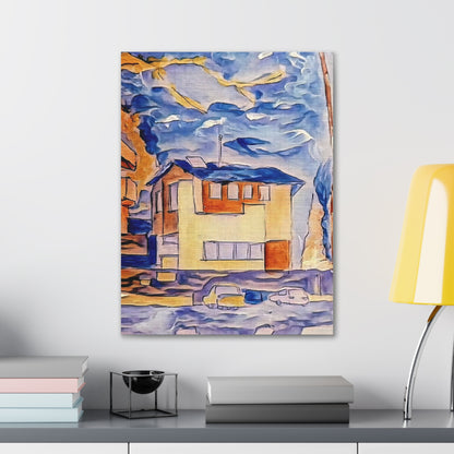 Evening Sky City Street Scene Acrylic Print Canvas Wall Art