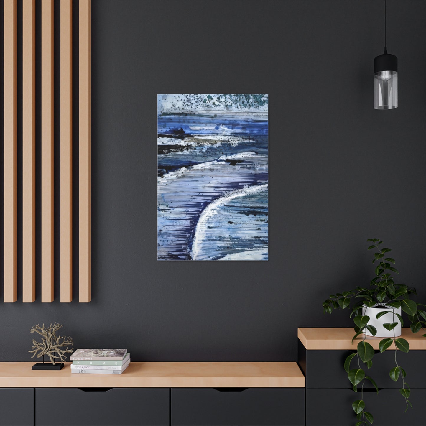 Serene Sea Waves Acrylic Painting Print - Canvas Gallery Wraps