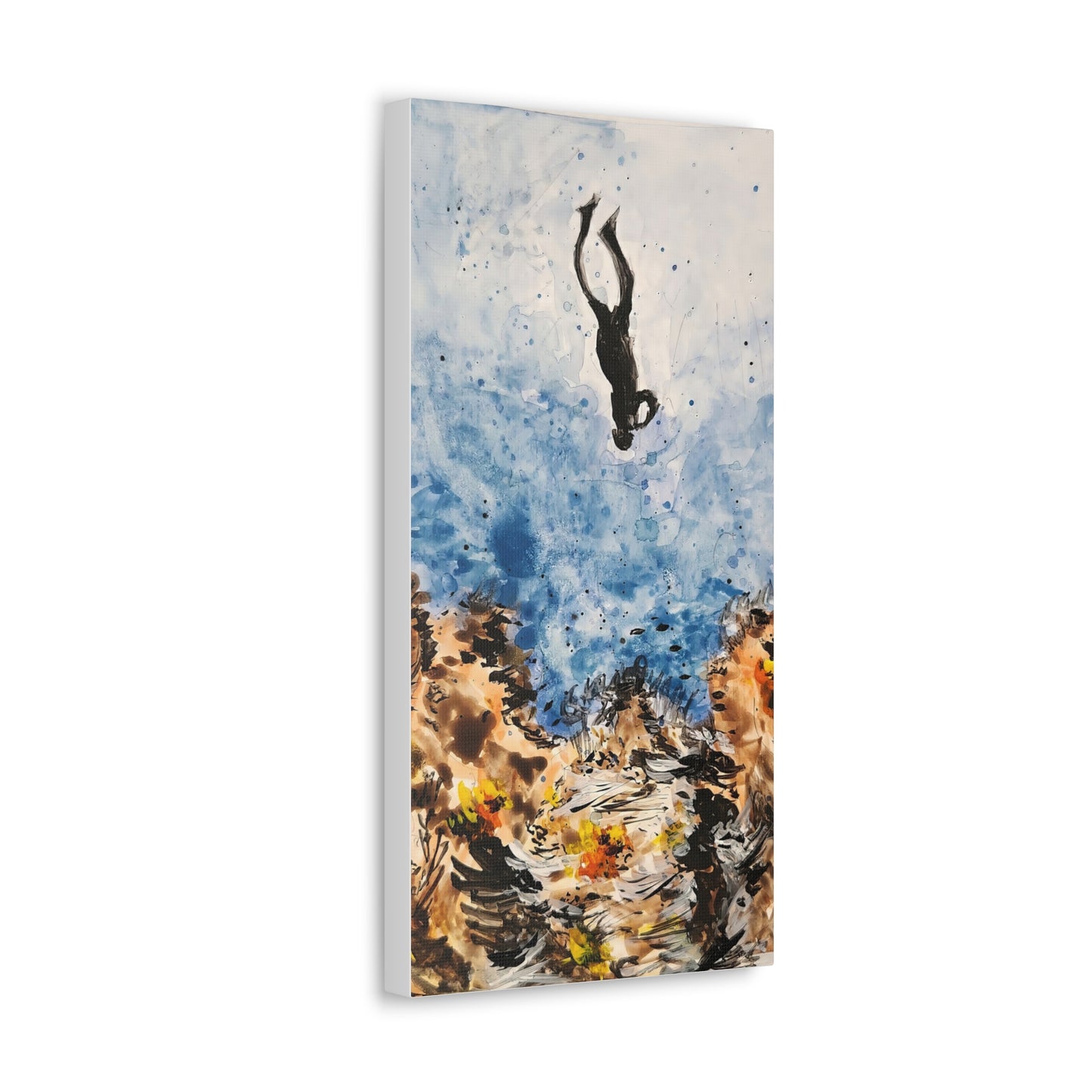 Canvas Print Sea Diver Watercolor Art