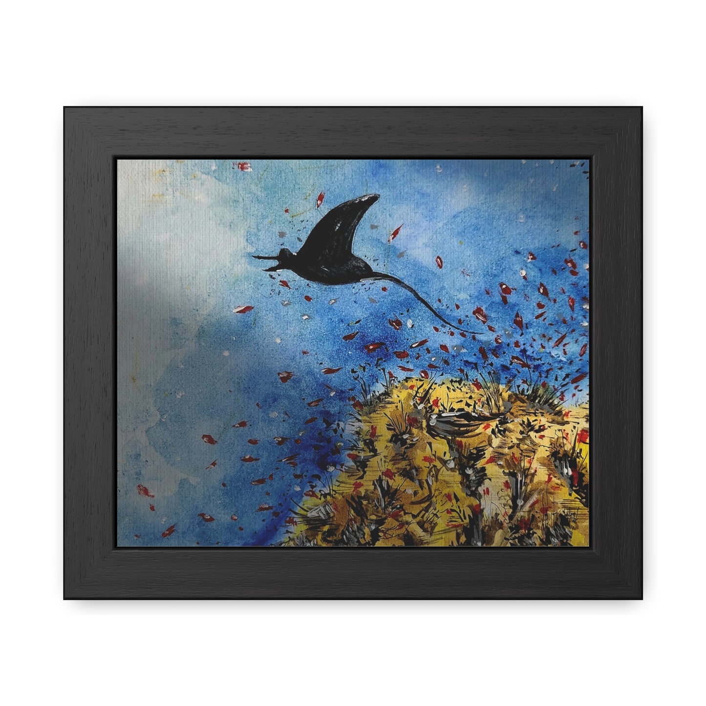 Stingray Underwater Watercolor Framed Poster