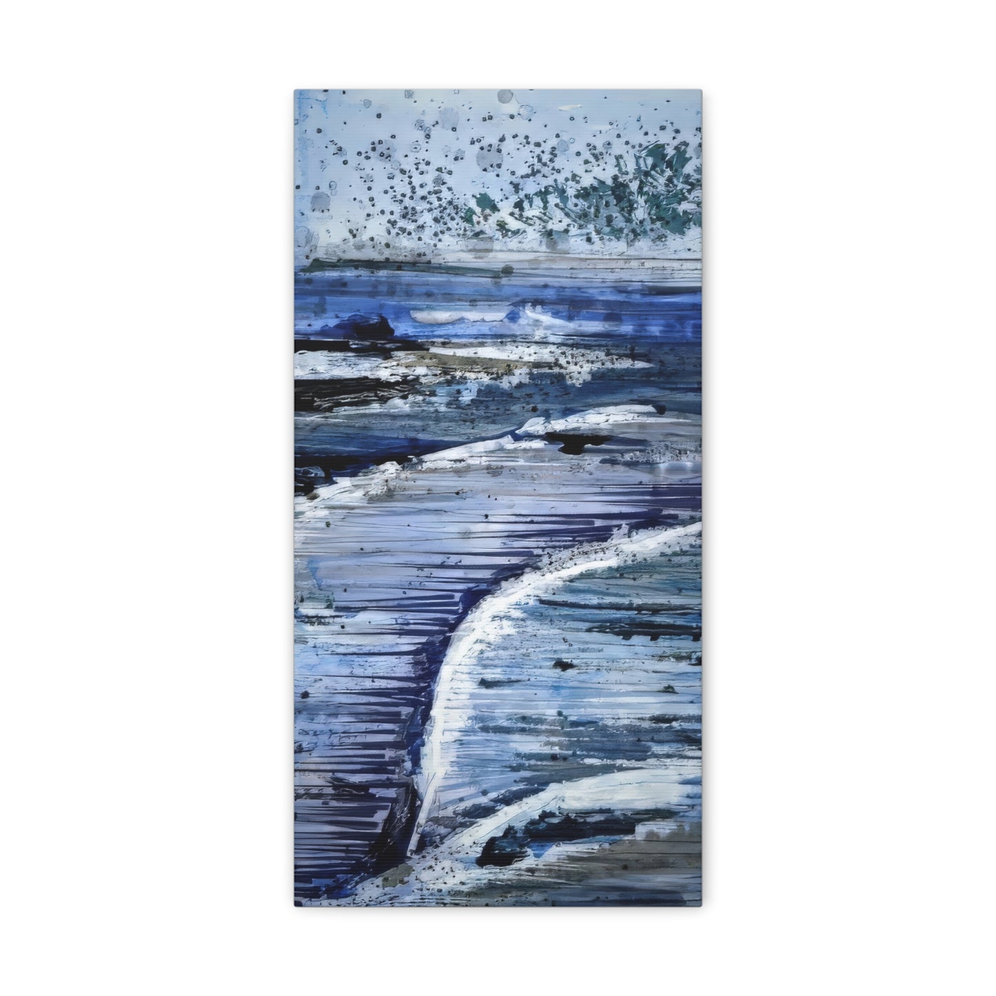 Serene Sea Waves Acrylic Painting Print - Canvas Gallery Wraps