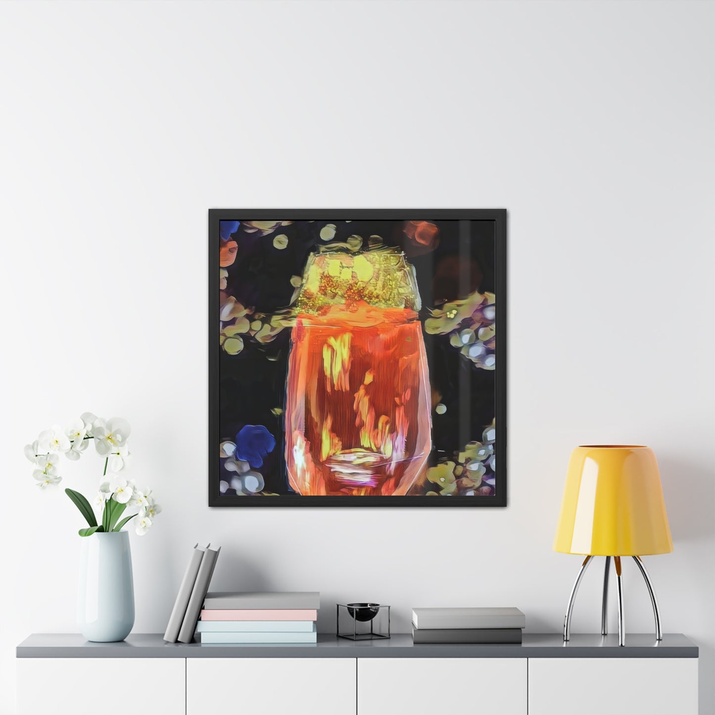 Wine painting with bokeh type effect of the backdrop for a beautiful wall art print - Framed Posters