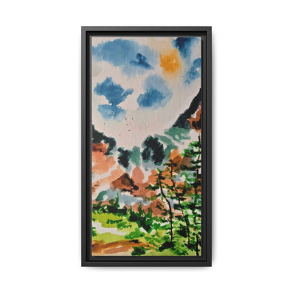 Serene Mountain Range Watercolor - Matte Canvas, Framed (Multi-color)