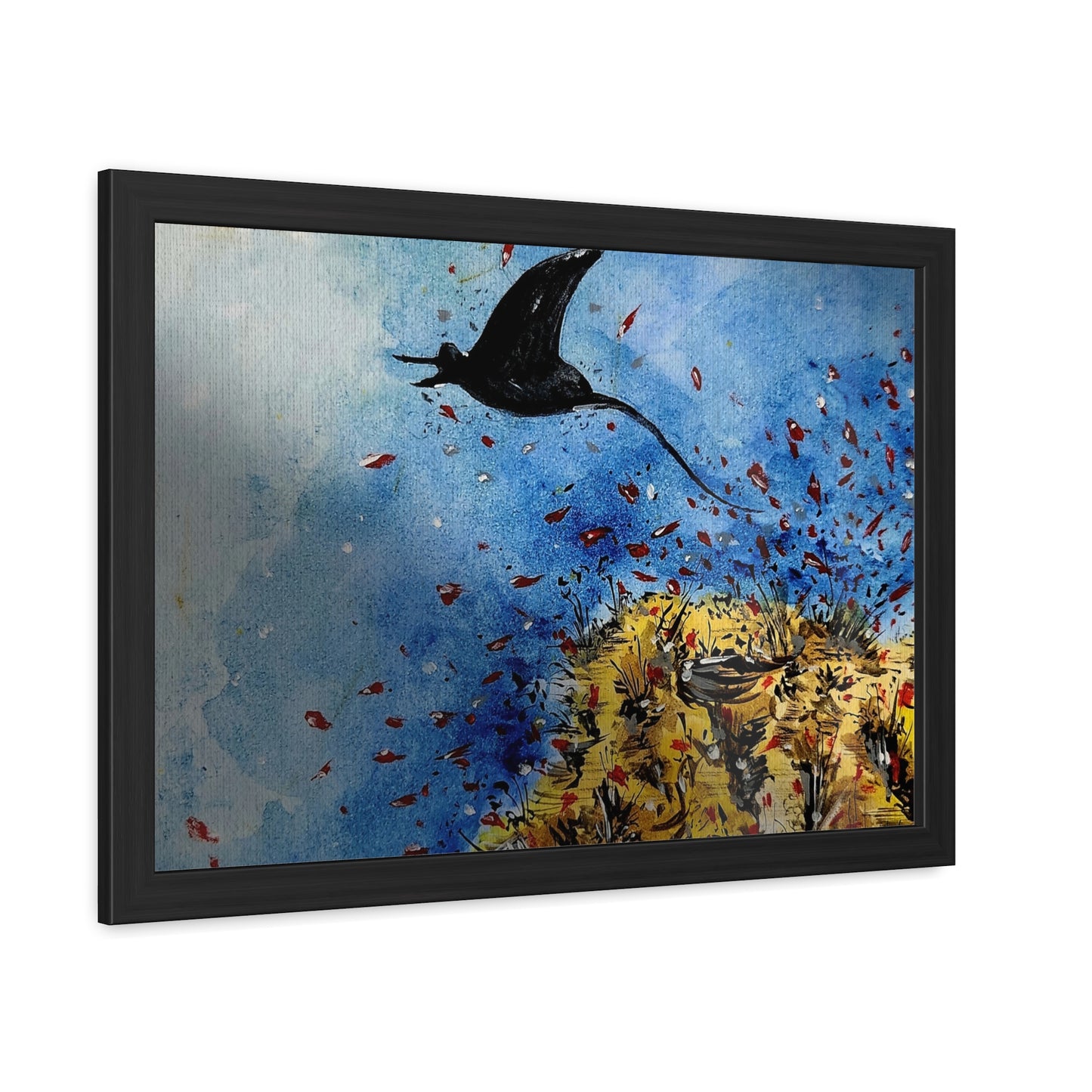 Stingray Underwater Watercolor Framed Poster