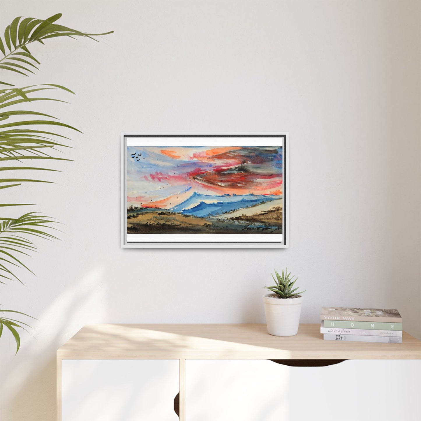 Epic Sky Mountain Scene Watercolor Painting  | Wall art print- Canvas Print