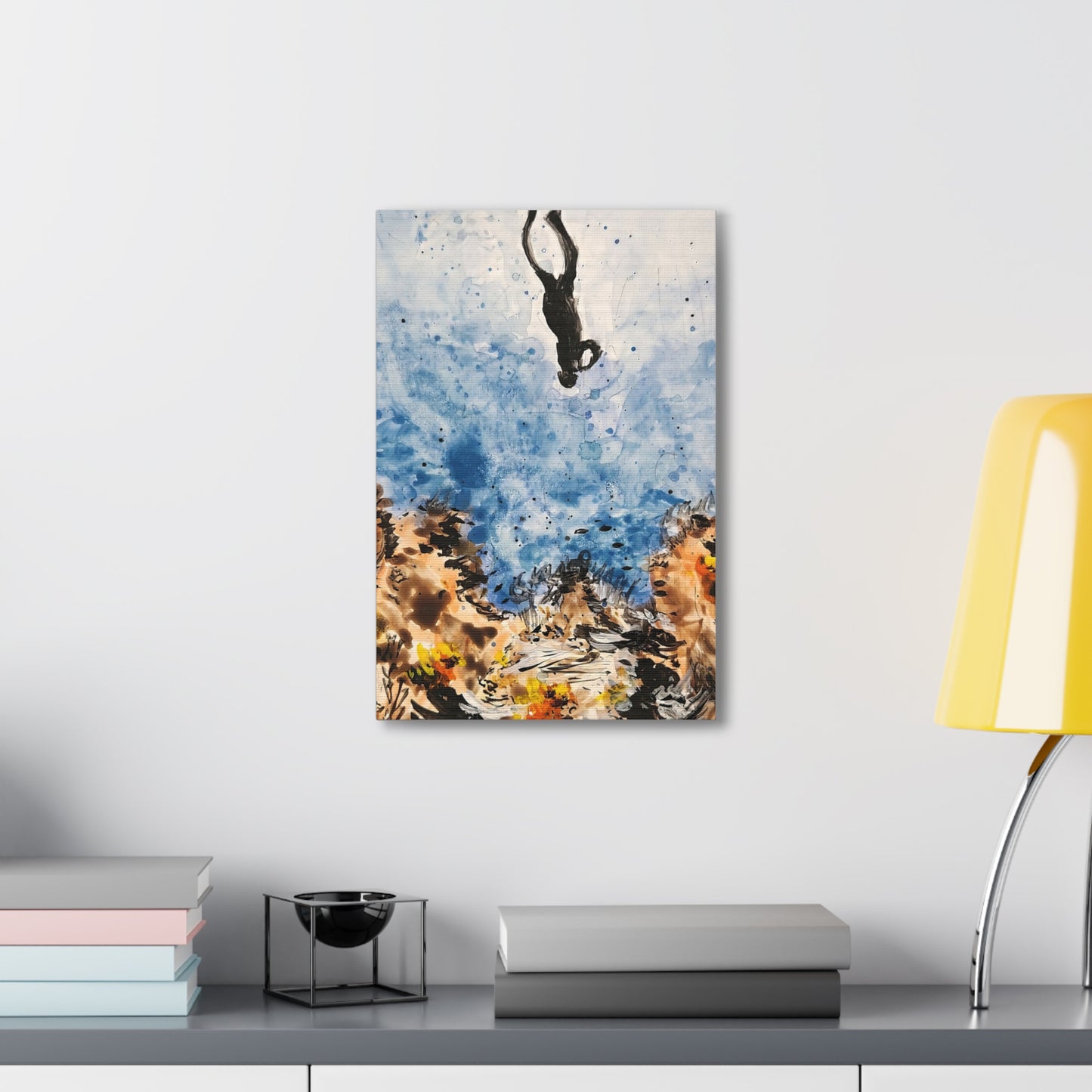 Canvas Print Sea Diver Watercolor Art