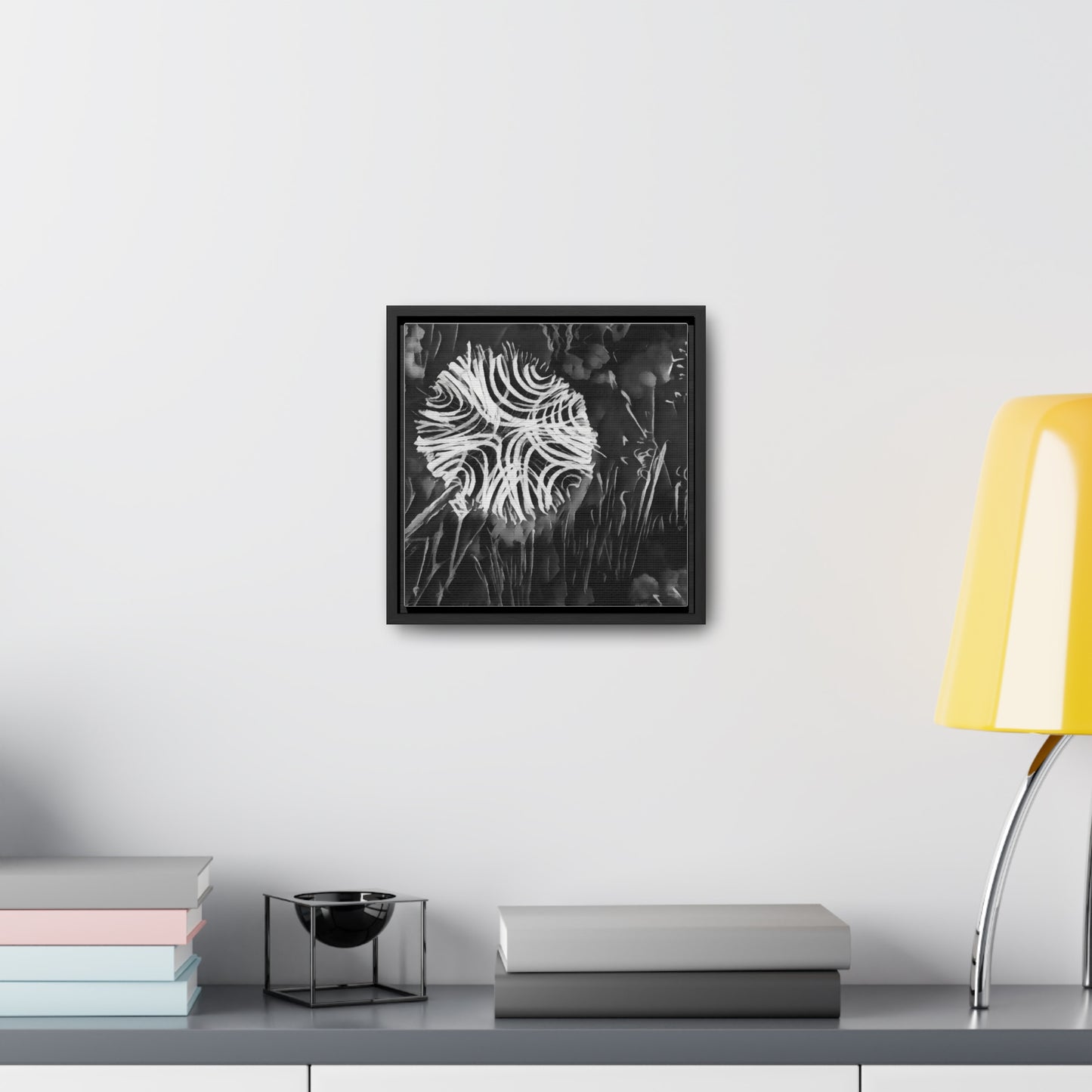 Dandelion beautifully crafted at night, illustration for a wall art - Gallery Canvas Wraps, Square Frame