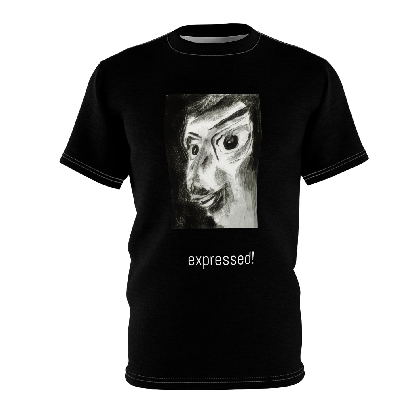 Tee Expressive Facial Gestures Charcoal Sketch Art Print