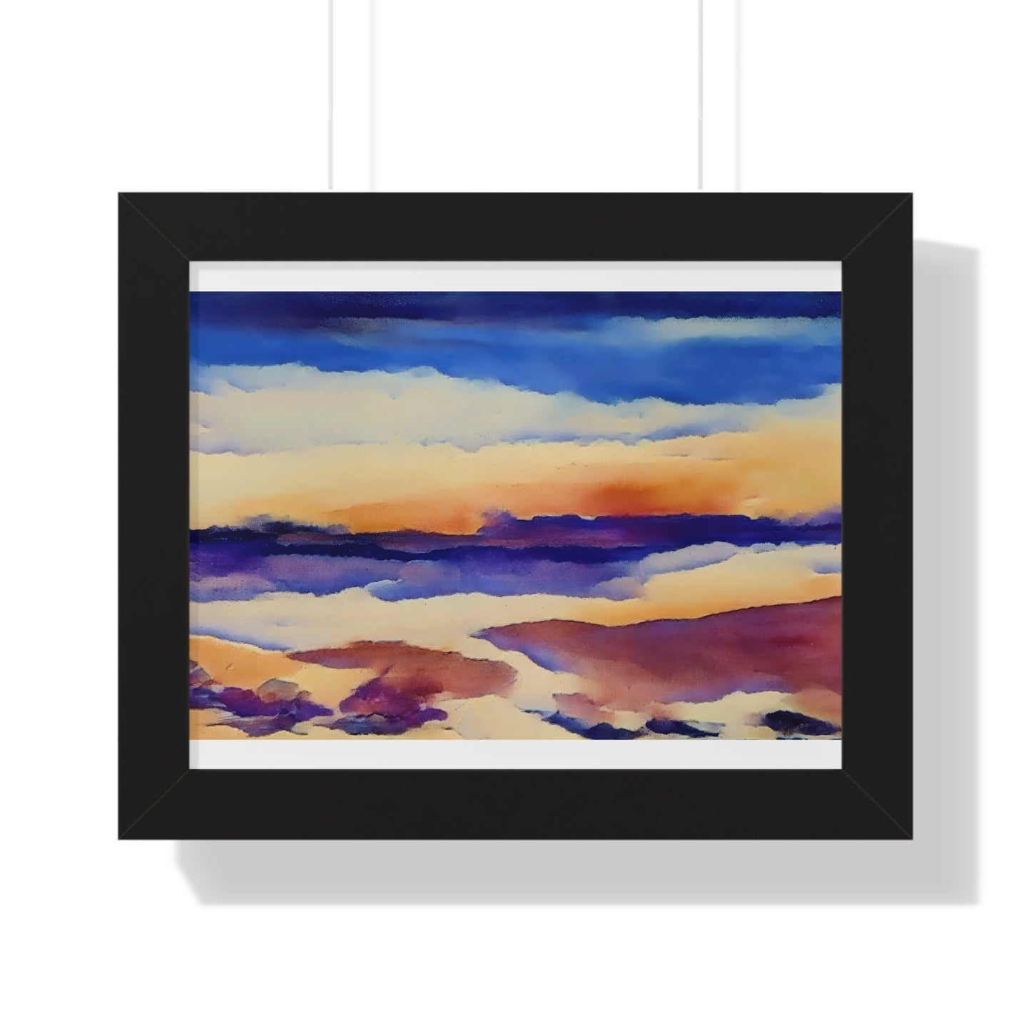 Scintillating Watercolor Sunset Sky Beach Vibes Wall Art | Living room, Bedroom, Interiors - Framed Poster