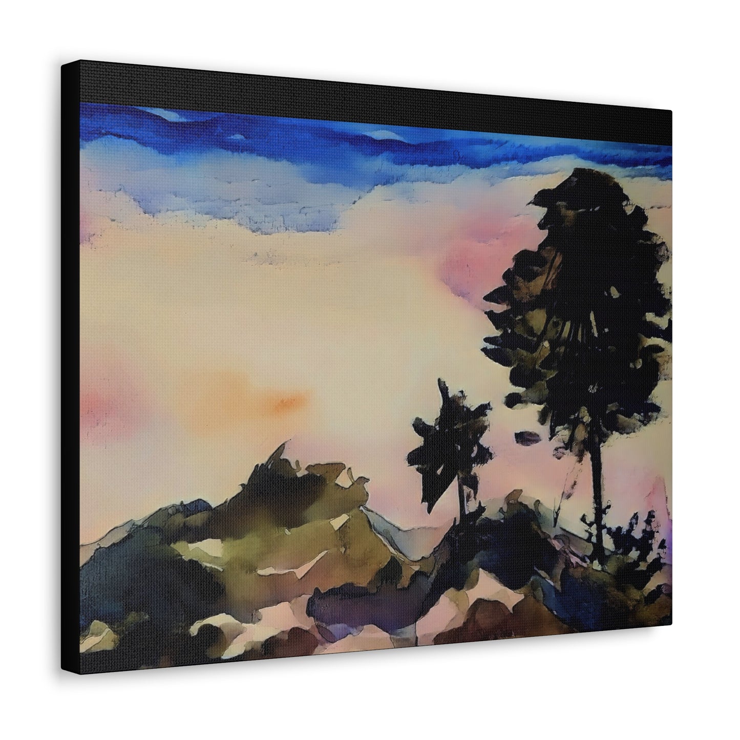 Mountain Scene Watercolor Painted Gallery Wrap - Canvas Art Print