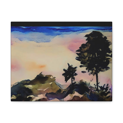 Mountain Scene Watercolor Painted Gallery Wrap - Canvas Art Print