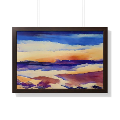 Scintillating Watercolor Sunset Sky Beach Vibes Wall Art | Living room, Bedroom, Interiors - Framed Poster