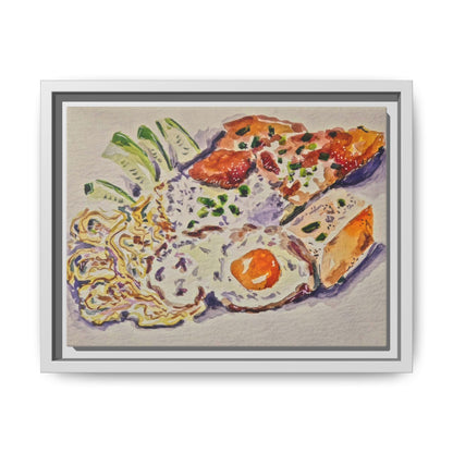 Beautiful food painting  of mixed platter of eggs vegetables and assortments - Matte Canvas, Framed (Multi-color)