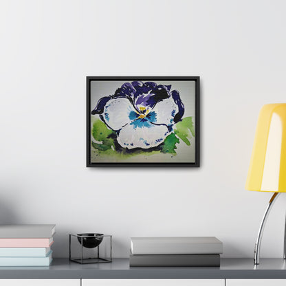 Purple white pansy watercolor stunning print - Gallery Canvas Wraps, Horizontal Frame