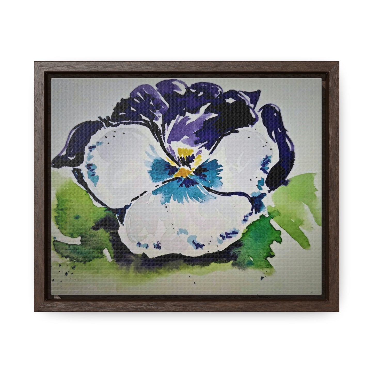 Purple white pansy watercolor stunning print - Gallery Canvas Wraps, Horizontal Frame